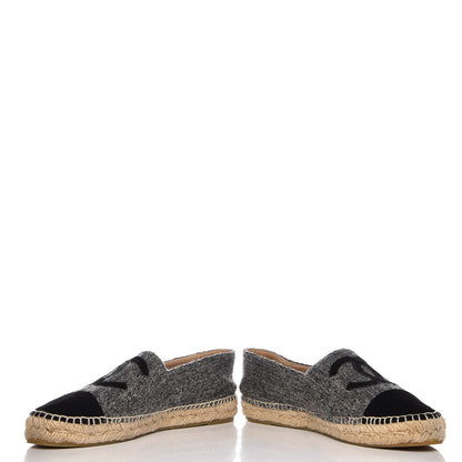 Chanel Tweed Velvet CC Espadrilles 41 Grey Black 6 of 11