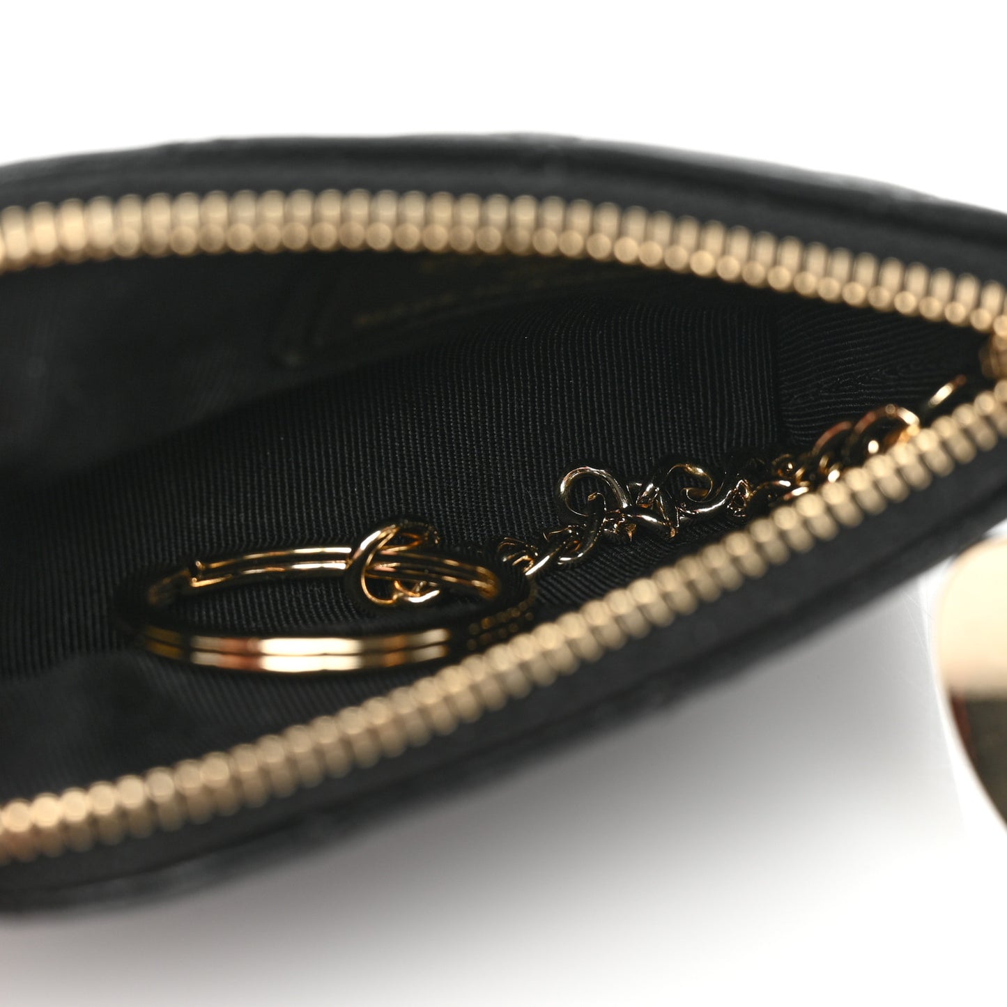 Lambskin Quilted Valentine Key Holder Case Black