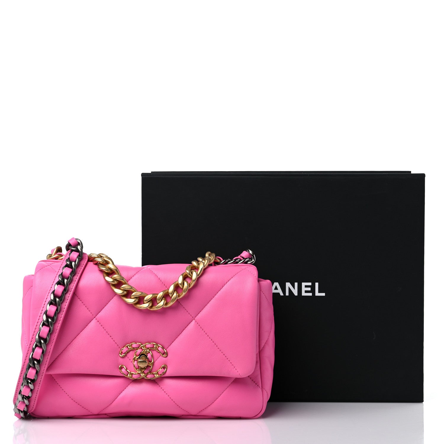 Chanel Lambskin Quilted Medium Chanel 19 Flap Pink 10 of 10
