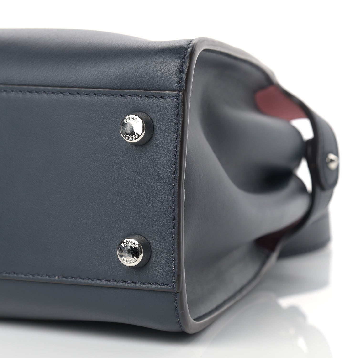 Fendi Vitello Medium Peekaboo Iconic Essentially Satchel Blue Notte Flamingo Black Cherry 11 of 12