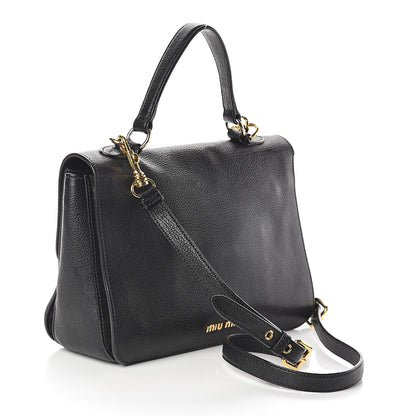 Miu Miu Goatskin Madras Shoulder Bag Black 2 of 9