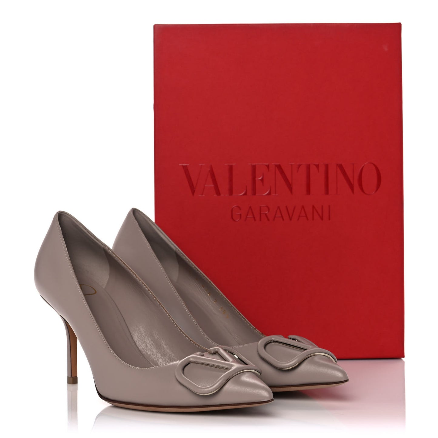 Calfskin Vlogo Signature 80mm Pumps 38.5 Poudre