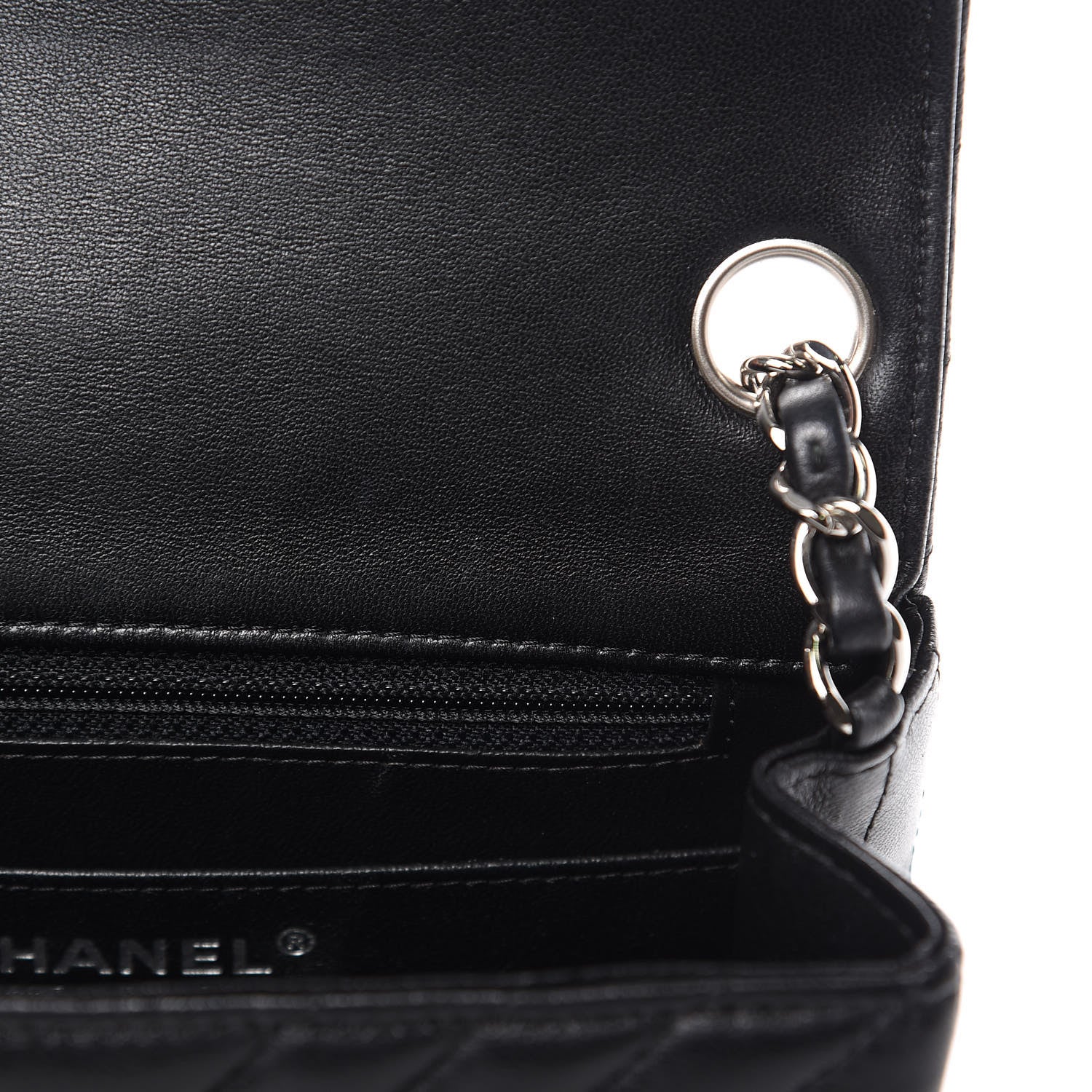 Chanel Lambskin Chevron Quilted Mini Square Flap Black 13 of 15