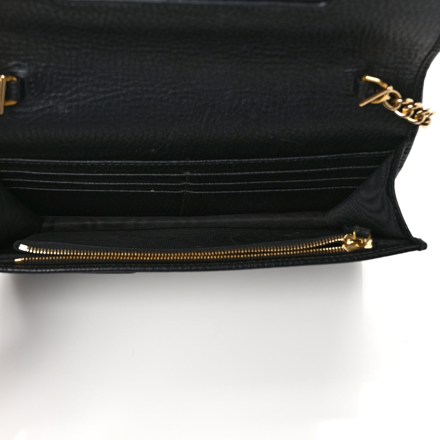 Calfskin Mini GG Marmont Chain Wallet Black