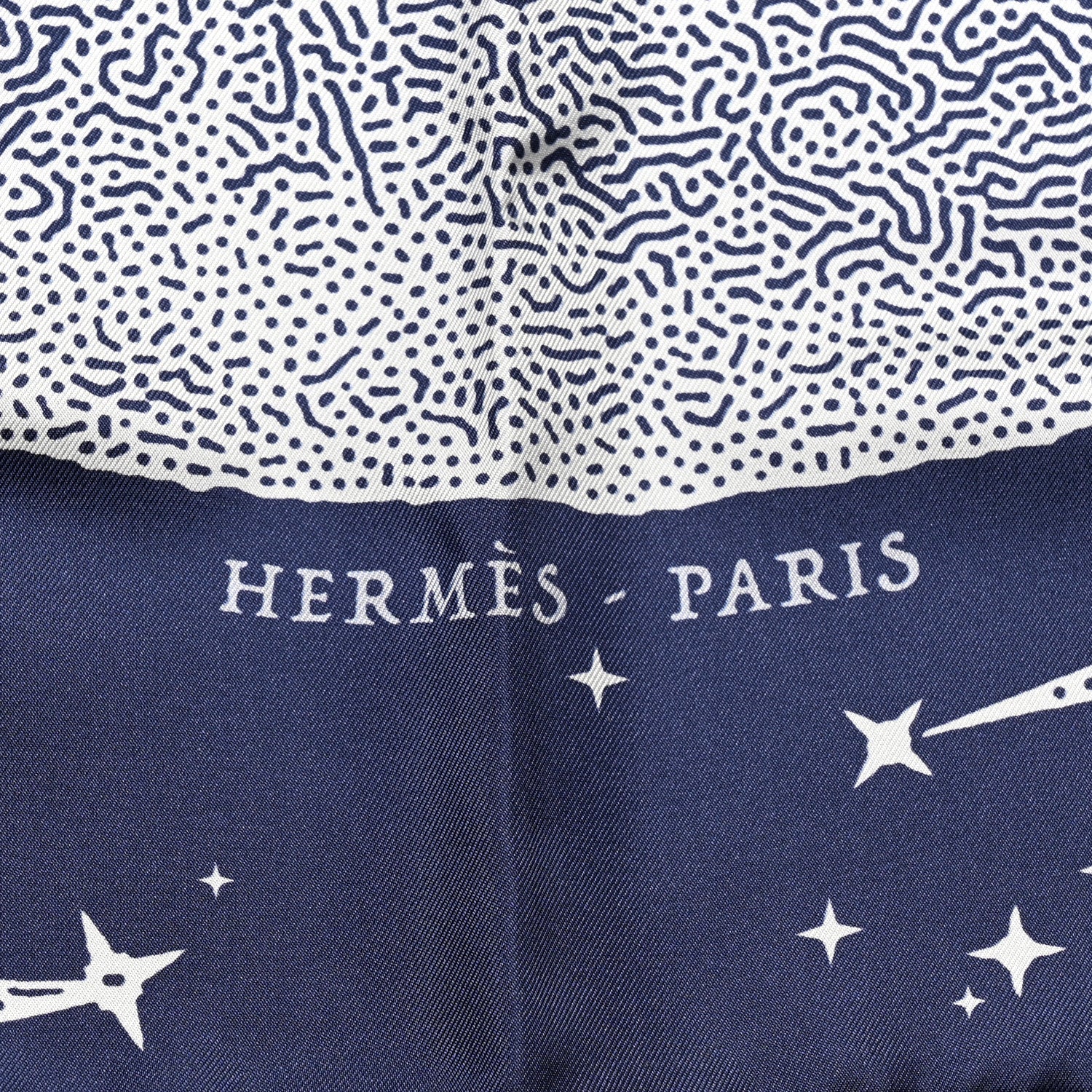 Hermes Silk Clair De Lune Double Face Scarf 90 Marine White Beige 3 of 7