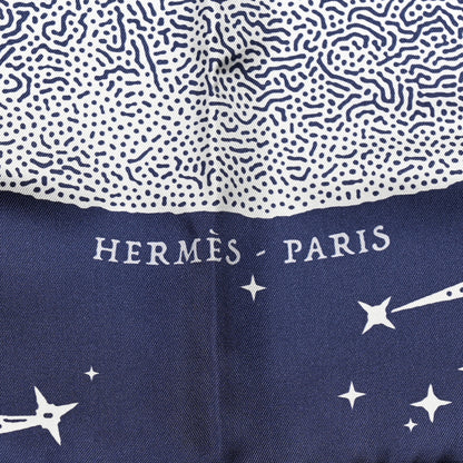 Hermes Silk Clair De Lune Double Face Scarf 90 Marine White Beige 3 of 7