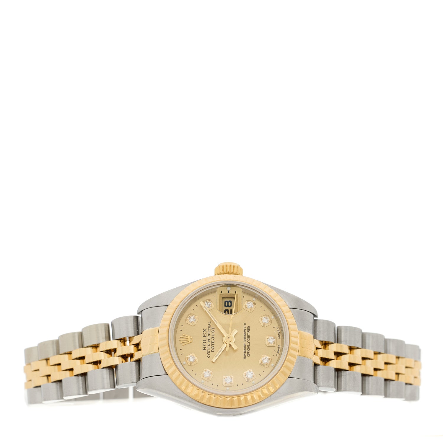 Rolex Stainless Steel 18K Yellow Gold Diamond 26mm Oyster Perpetual Datejust Watch Champagne 79173 2 of 4