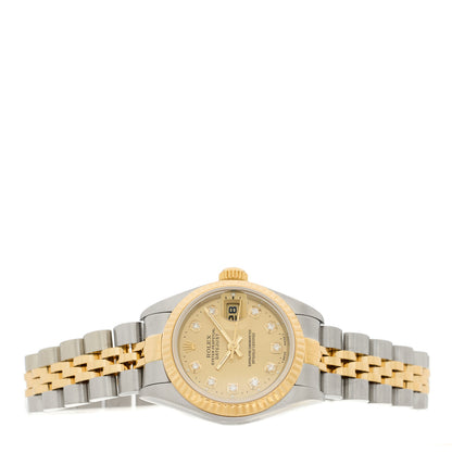 Rolex Stainless Steel 18K Yellow Gold Diamond 26mm Oyster Perpetual Datejust Watch Champagne 79173 2 of 4