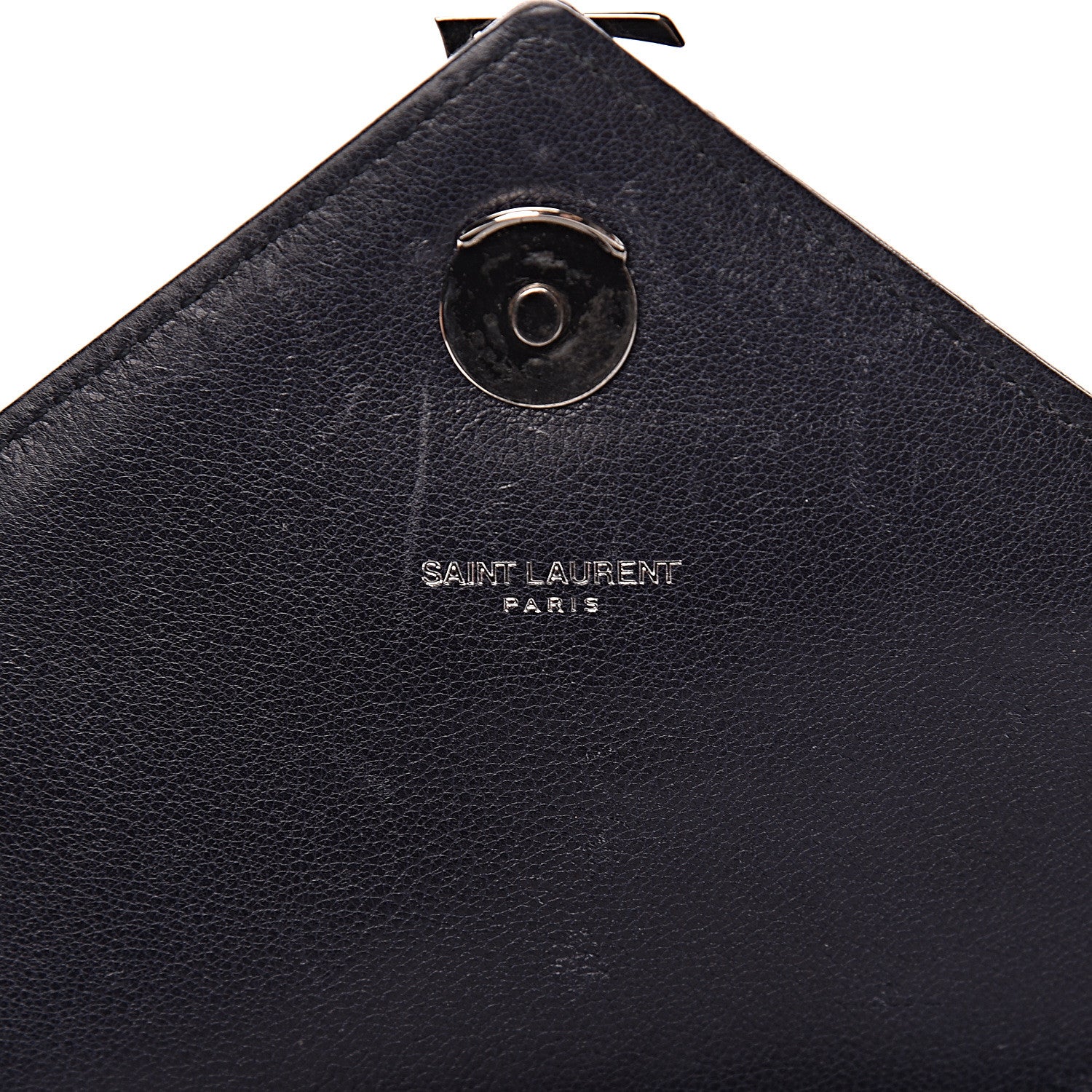 Saint Laurent Calfskin Mixed Matelasse Triquilt Large Monogram Envelope Satchel Deep Marine 6 of 25
