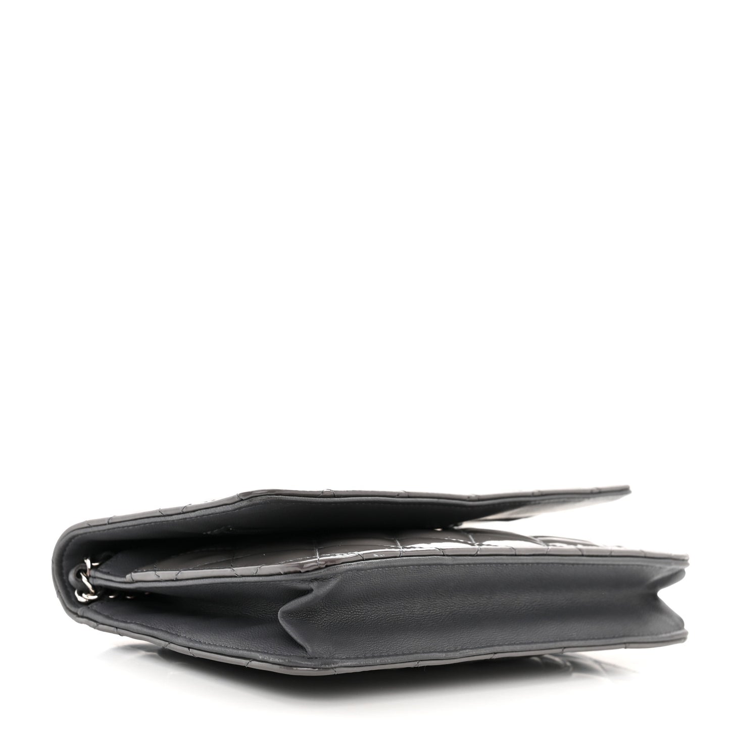 Patent Quilted Wallet On Chain WOC Grey