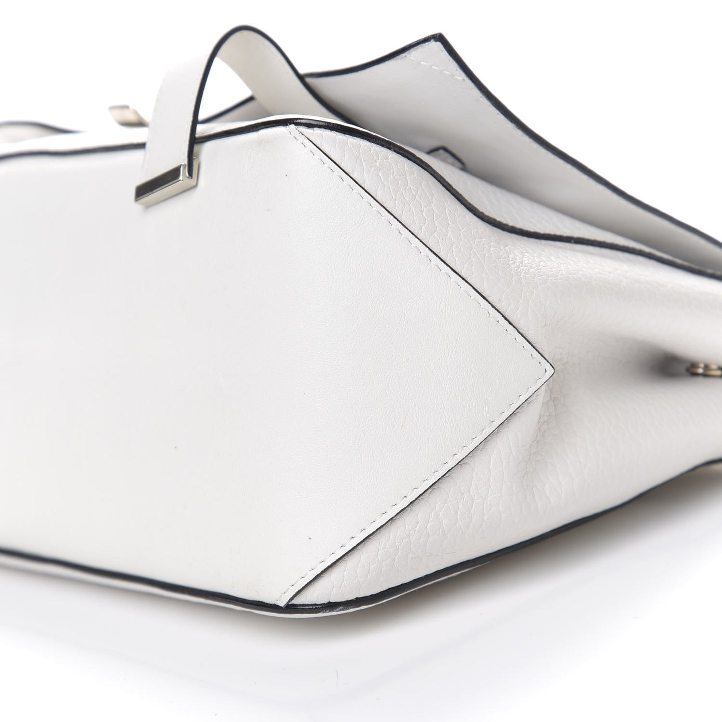 Pebbled Calfskin Double Sided PS Courier Bag White