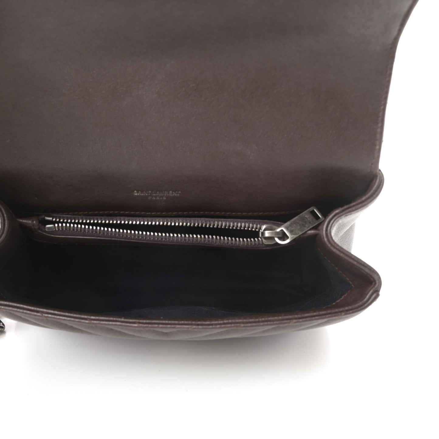 Lambskin Matelasse Chevron Monogram Medium College Bag Faggio