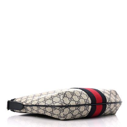 Gucci GG Supreme Monogram Textured Dollar Calfskin Web Small Ophidia Half Moon Hobo Beige Blue 4 of 11