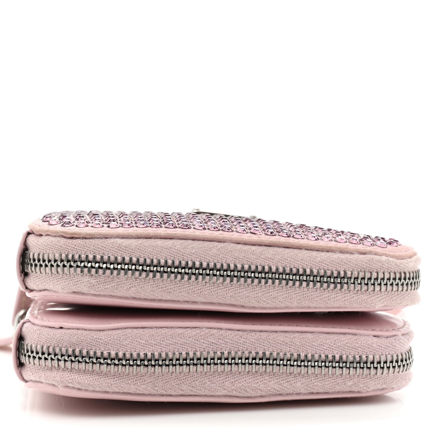 Satin Crystal Mini Triangle Crossbody Pouch Alabastro