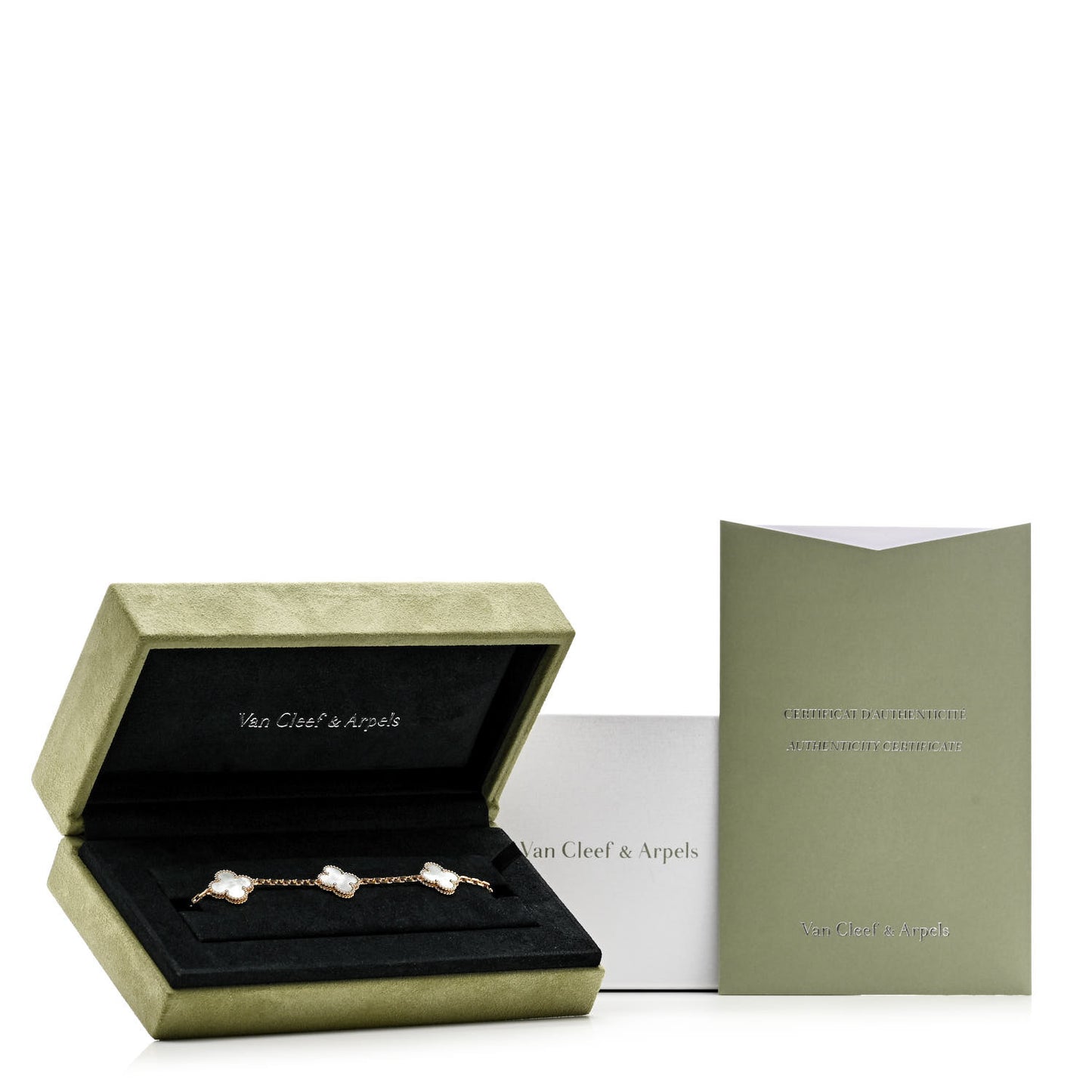 18K Yellow Gold Mother of Pearl 5 Motifs Vintage Alhambra Bracelet