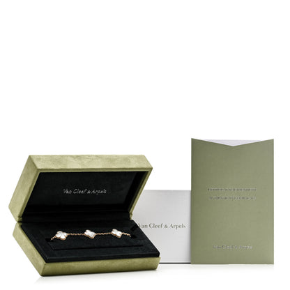 Van Cleef & Arpels 18K Yellow Gold Mother of Pearl 5 Motifs Vintage Alhambra Bracelet 6 of 6