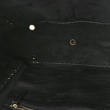 Valentino Garavani Pebbled Calfskin Medium Rockstud Tote Black 5 of 8