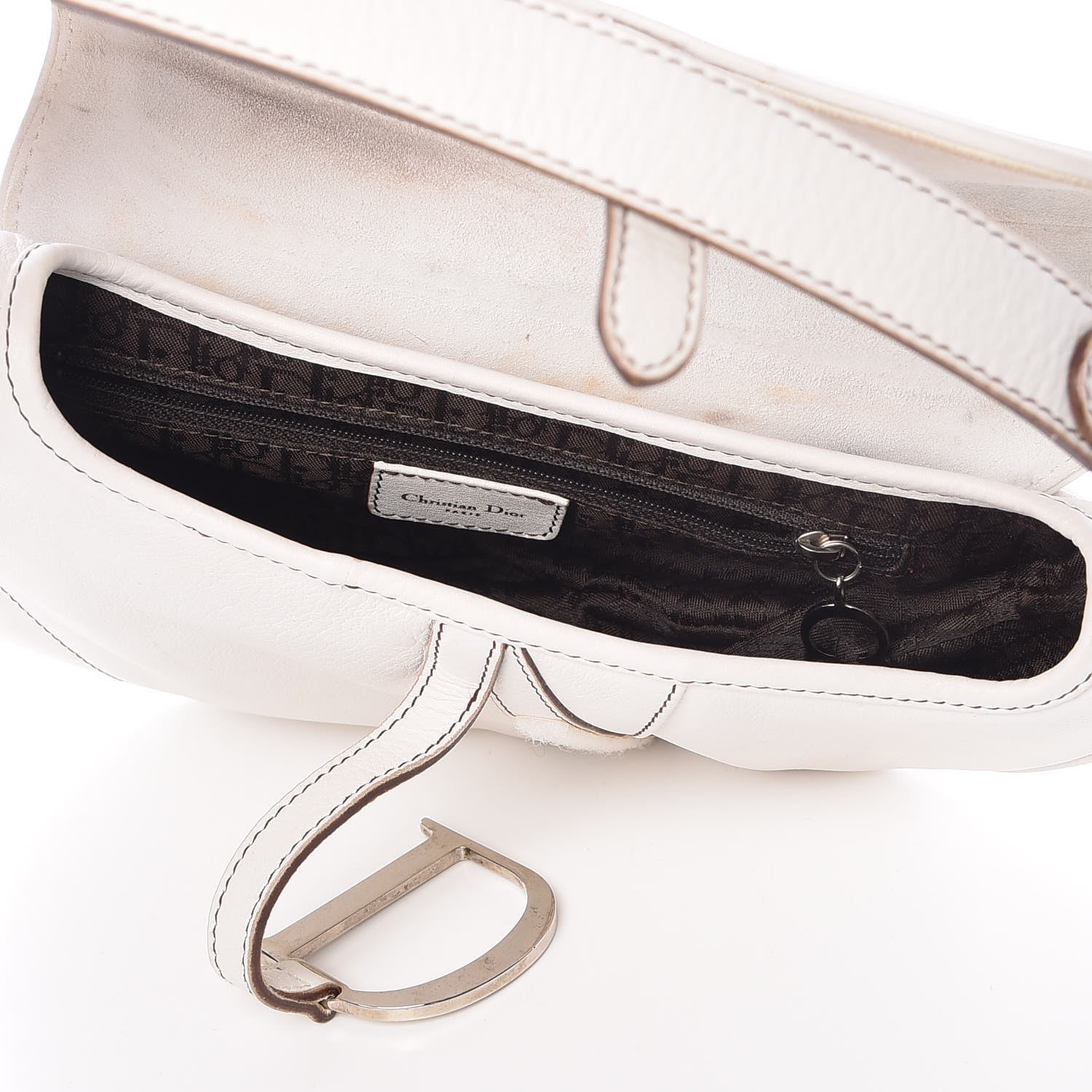 Christian Dior Calfskin Saddle Bag White 5 of 14