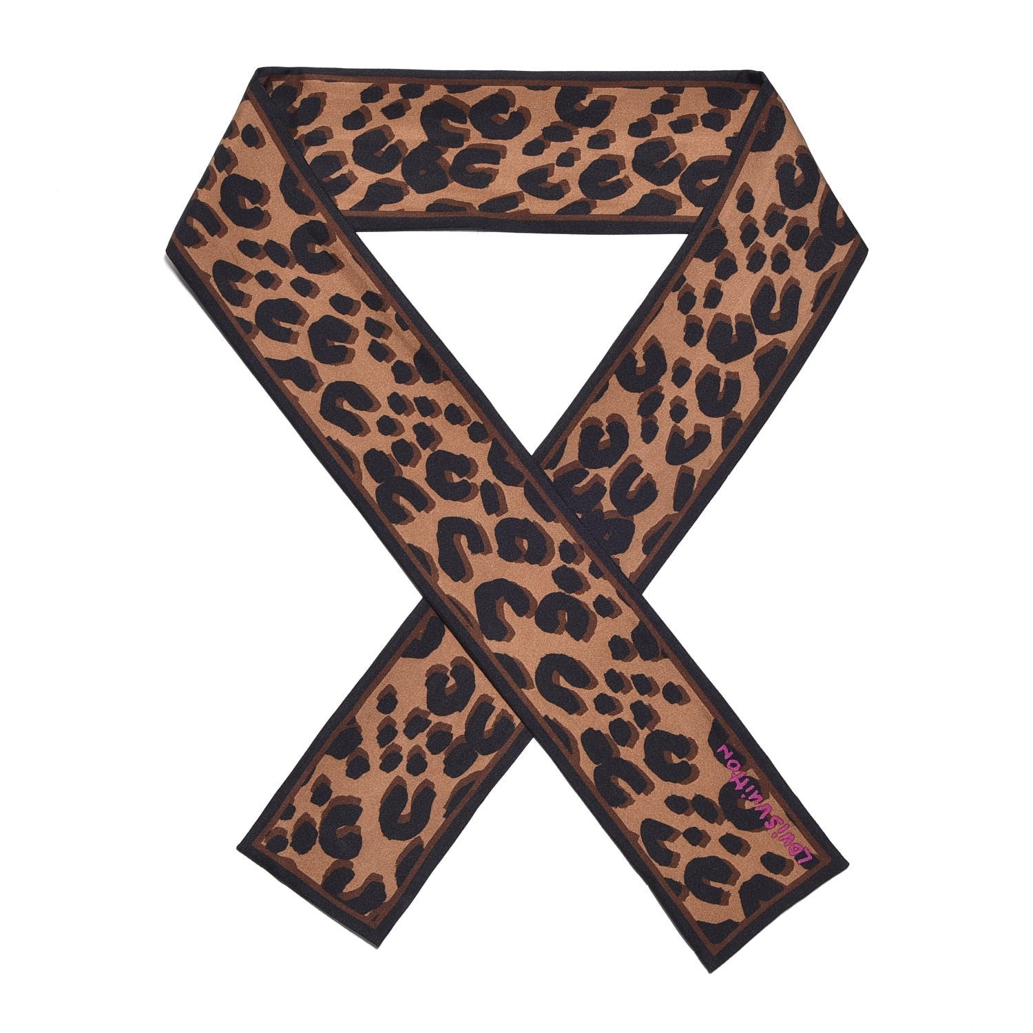 Louis Vuitton Silk Leopard Bandeau Scarf Marron 1 of 6
