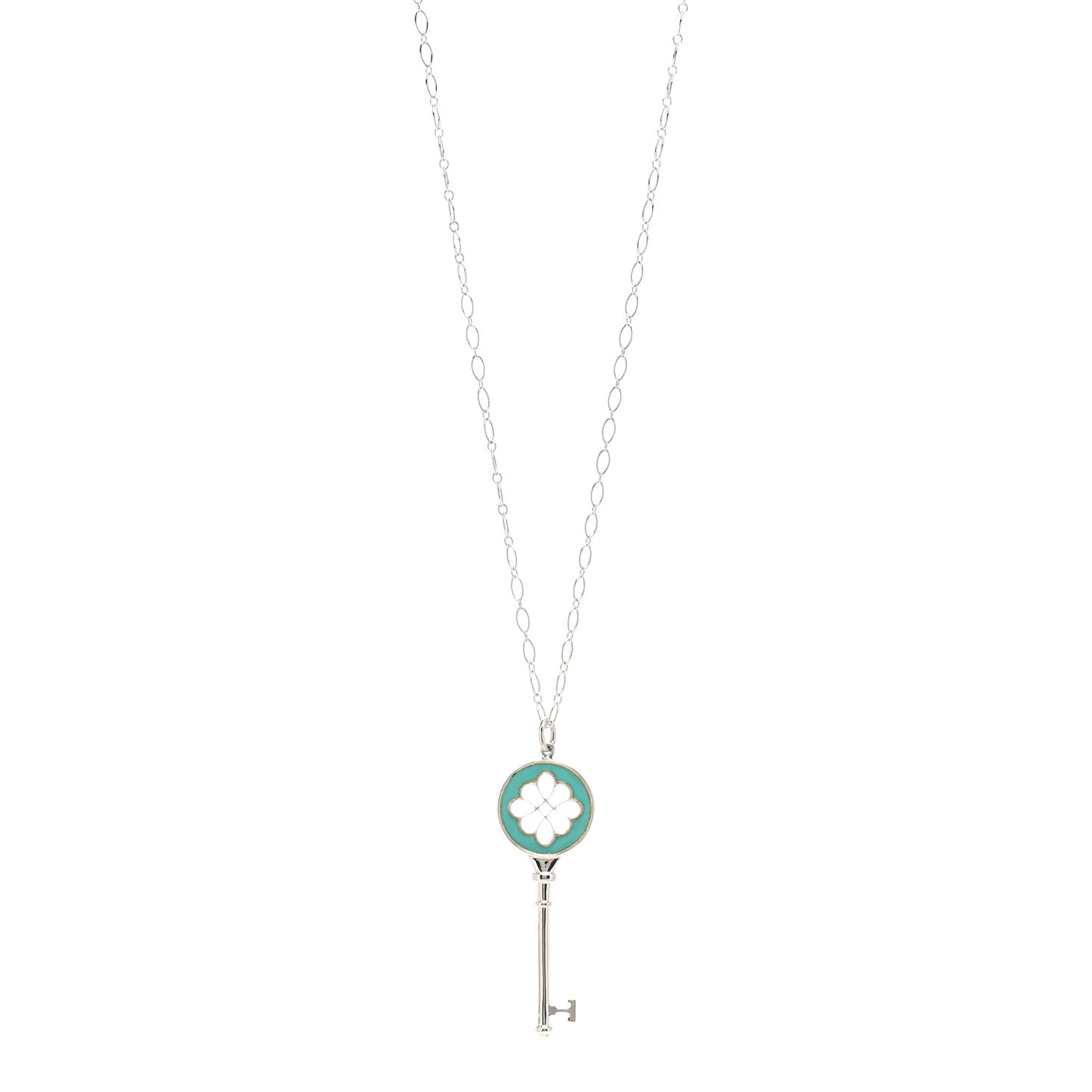 Sterling Silver Enamel Knot Key Pendant Necklace Blue