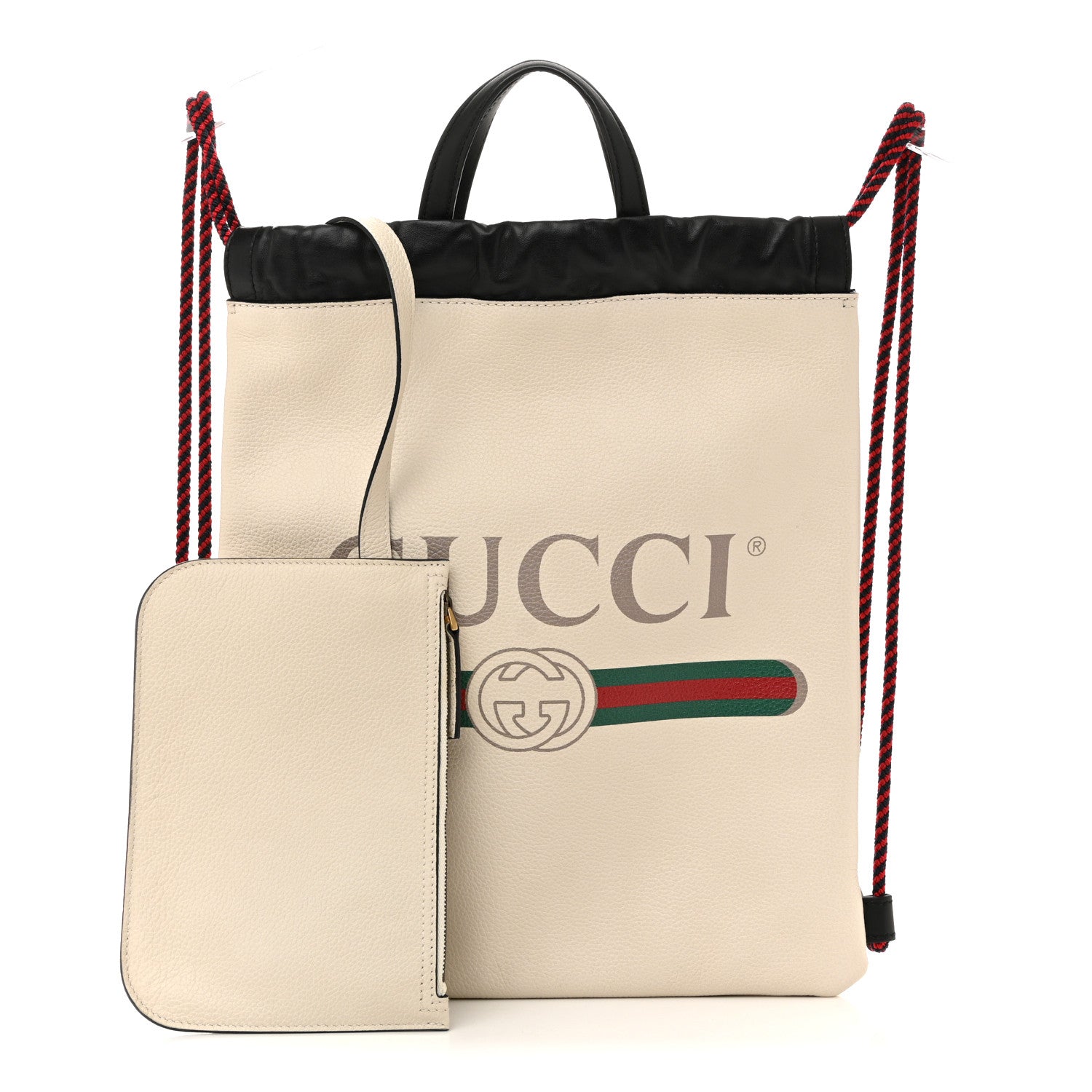 Gucci Calfskin Logo Drawstring Backpack Mystic White 3 of 12
