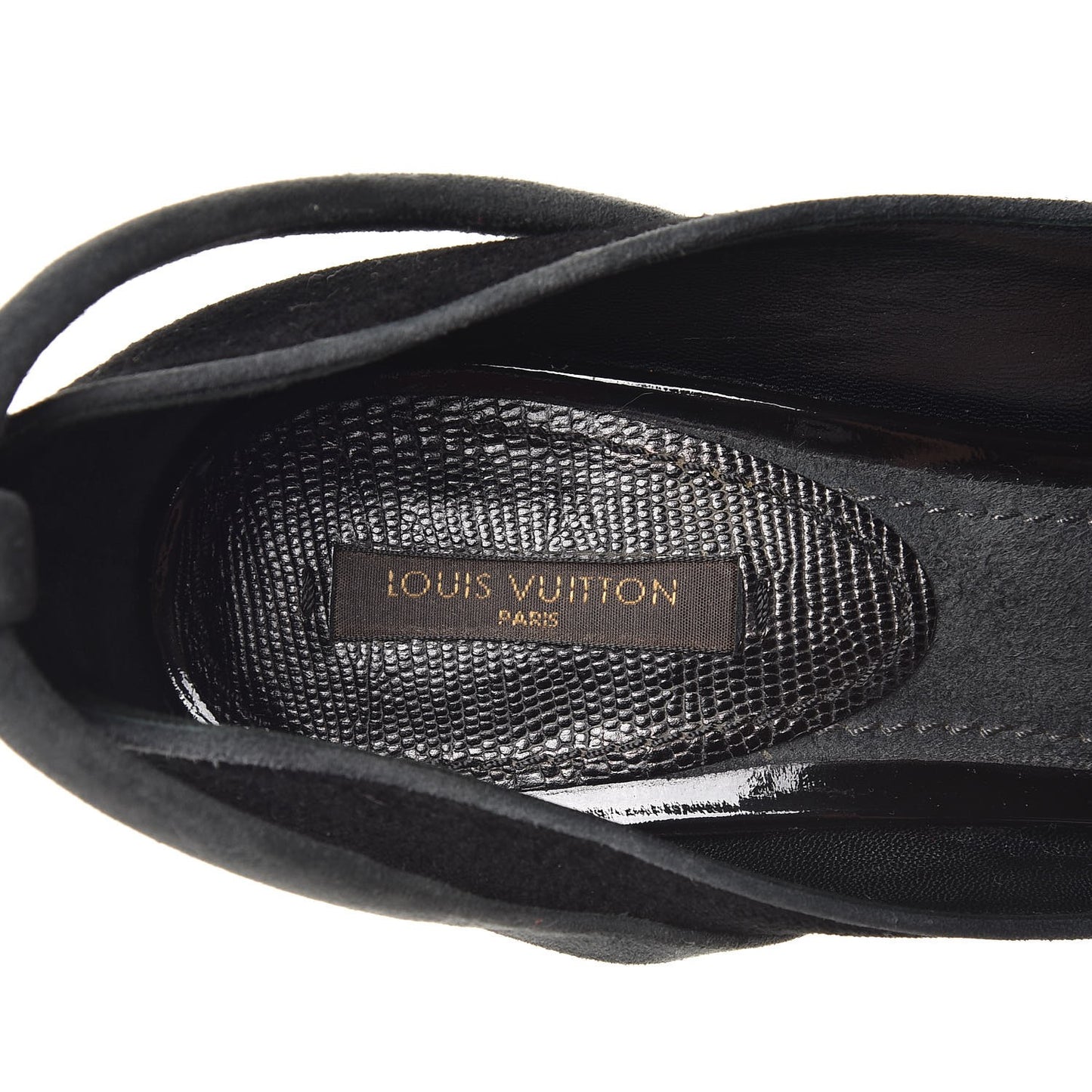 Suede Lizard Platform Ankle Wrap Sandals 39 Black
