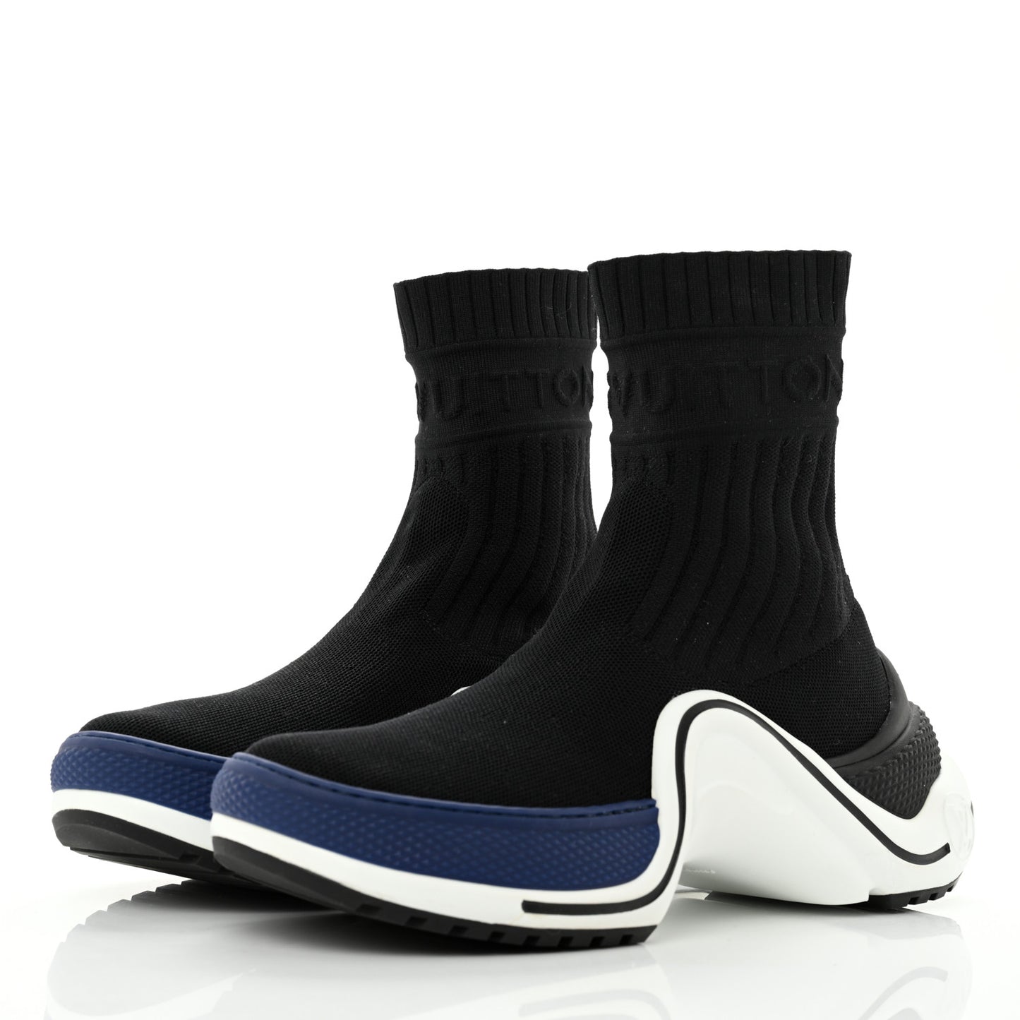 Stretch Textile LV Archlight Sneaker Boots 37 Black Blue