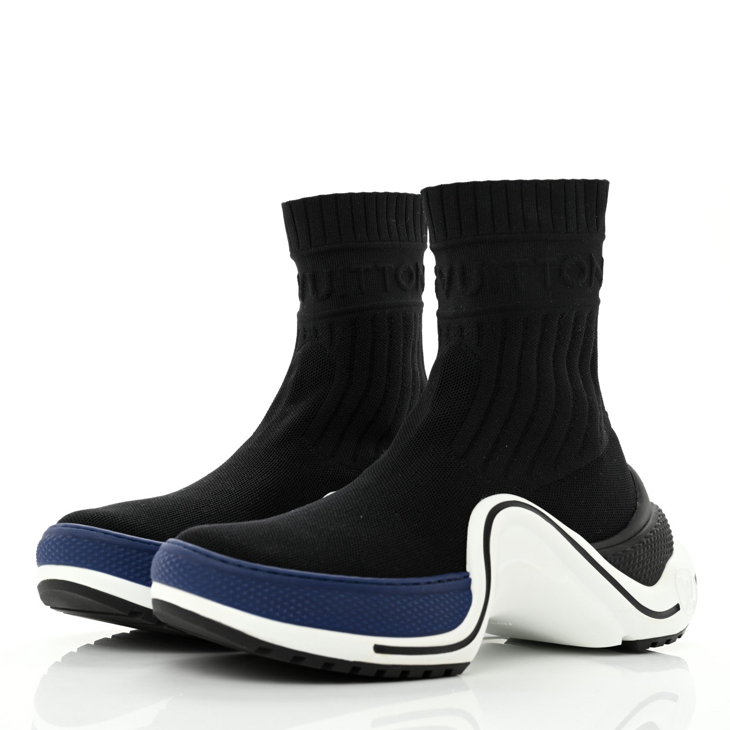 Louis Vuitton Stretch Textile LV Archlight Sneaker Boots 37 Black Blue 3 of 9