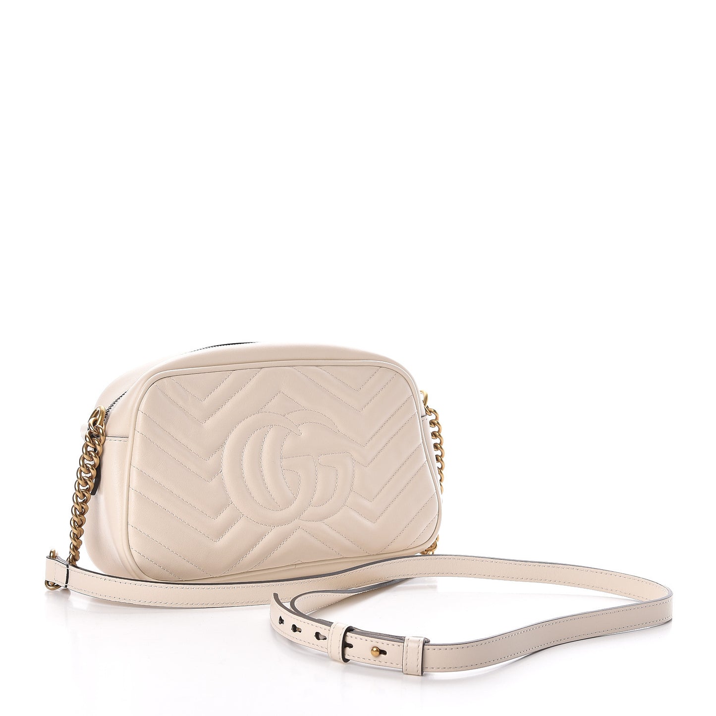 Calfskin Matelasse Small GG Marmont Chain Shoulder Bag White