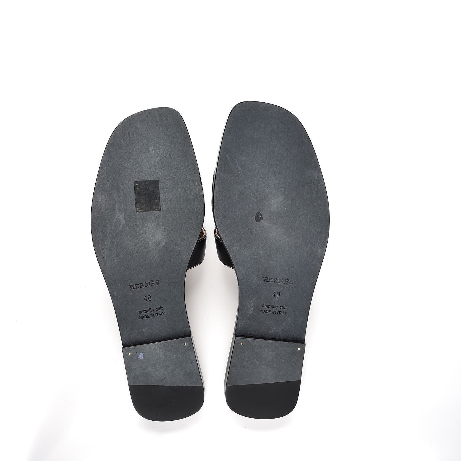 Hermes Box Calfskin Oran Sandals 40 Black 5 of 11
