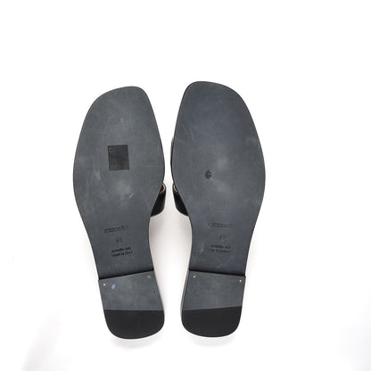 Hermes Box Calfskin Oran Sandals 40 Black 5 of 11
