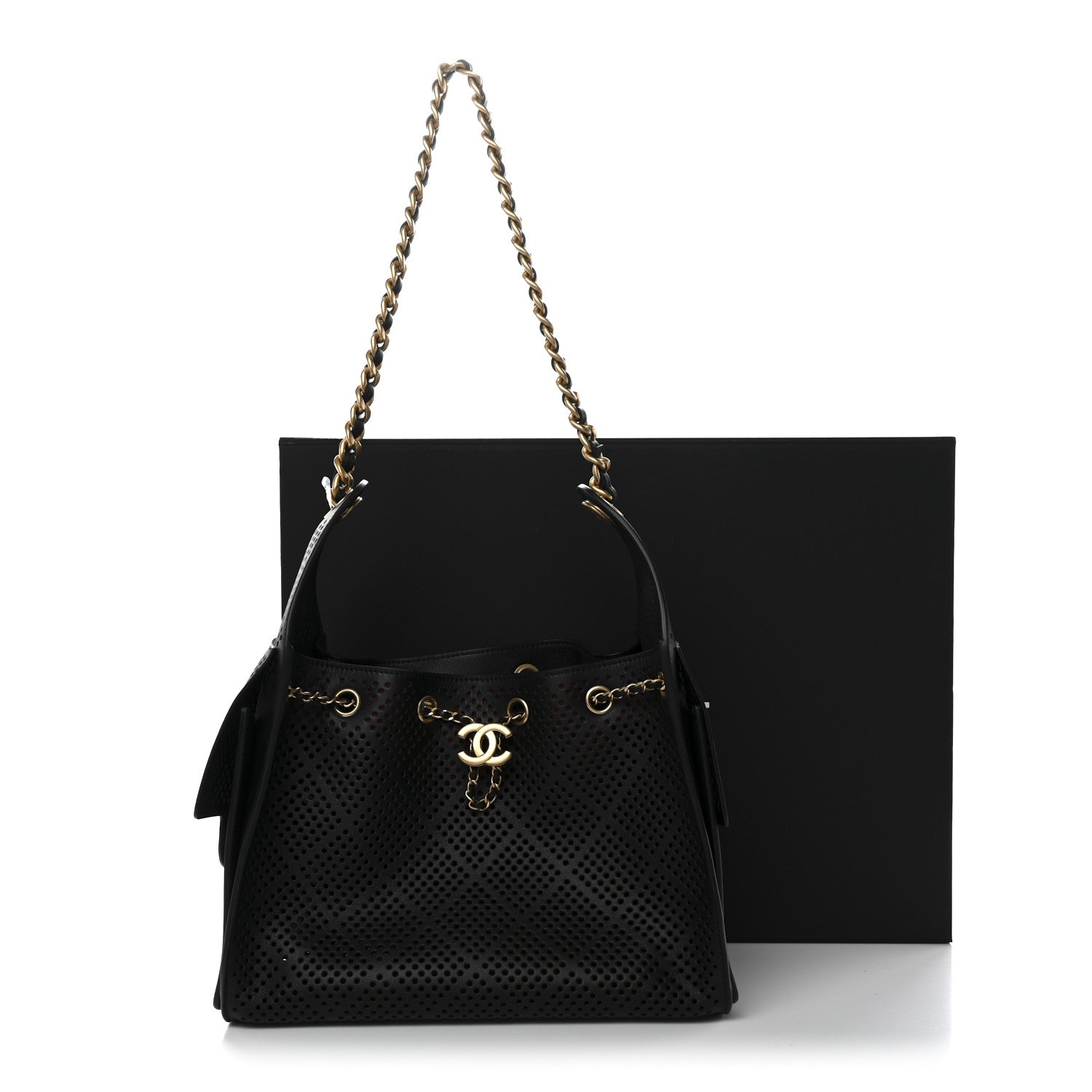 Chanel Perforated Calfskin Quilted Small Chanel 25 Handbag Black 11 of 11