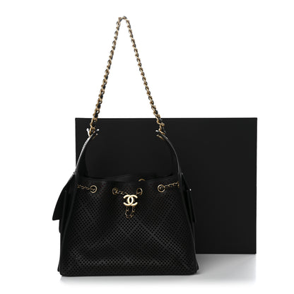 Chanel Perforated Calfskin Quilted Small Chanel 25 Handbag Black 11 of 11