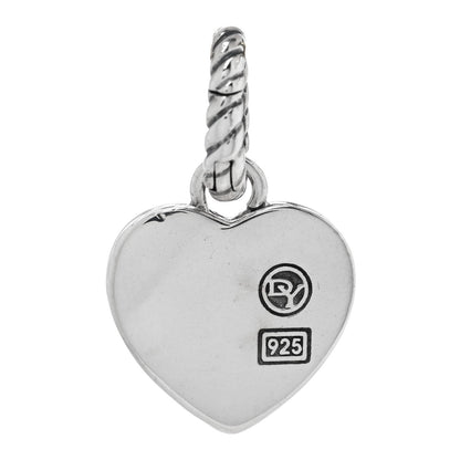 David Yurman Sterling Silver Black Onyx Diamond Cable Heart Charm Pendant 3 of 4