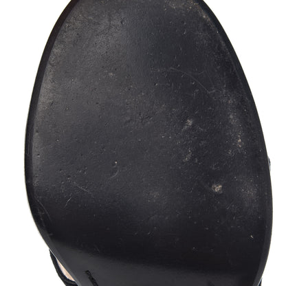 Louis Vuitton Satin Mini Monogram Heeled Sandals 38.5 Black 9 of 10