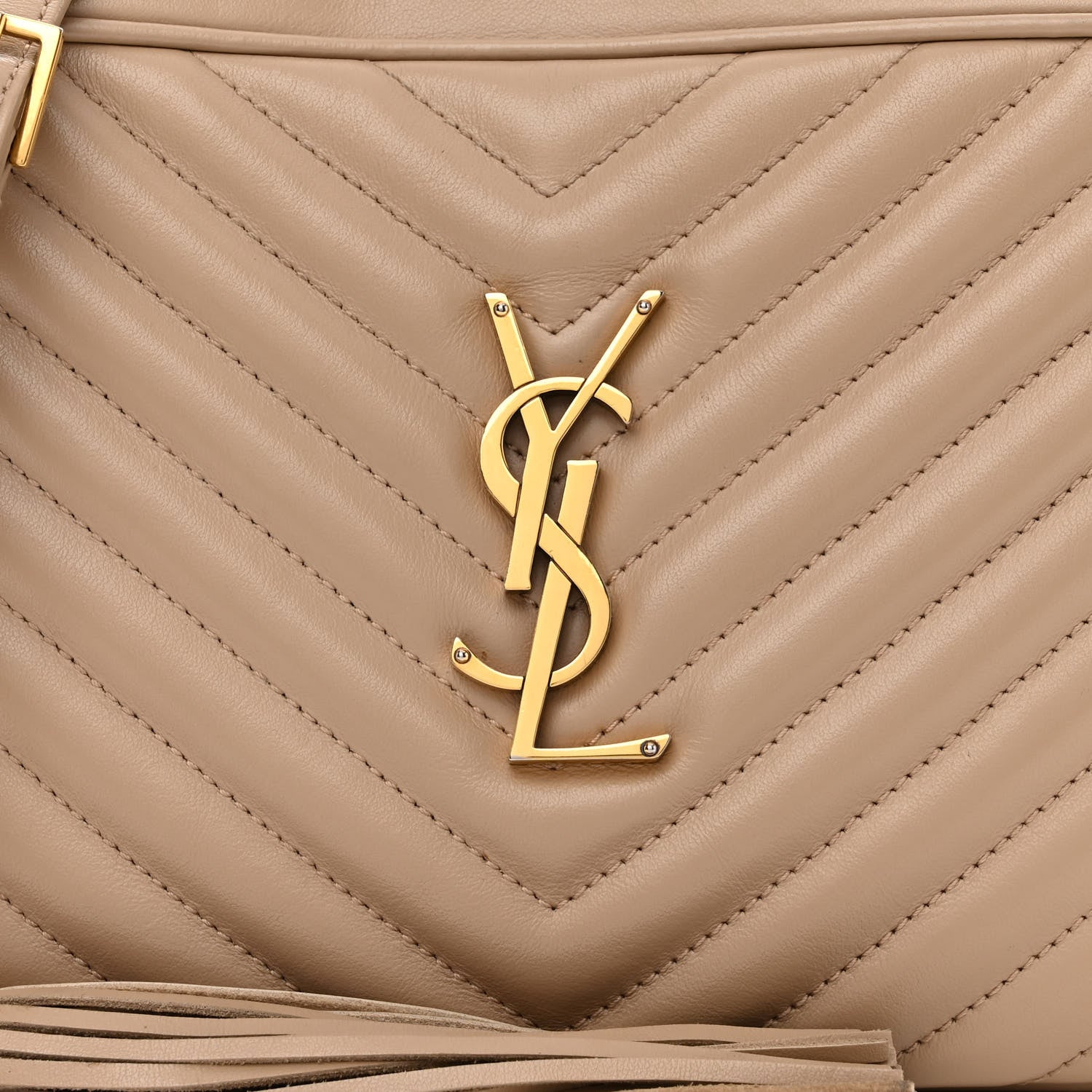 Saint Laurent Calfskin Matelasse Monogram Lou Camera Bag Dark Latte 8 of 16