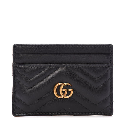 Gucci Calfskin Matelasse GG Marmont Card Holder Black 1 of 7
