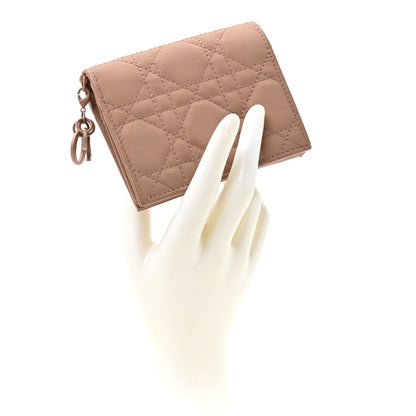 Christian Dior Ultra Matte Calfskin Cannage Mini Lady Dior Wallet Beige 2 of 7