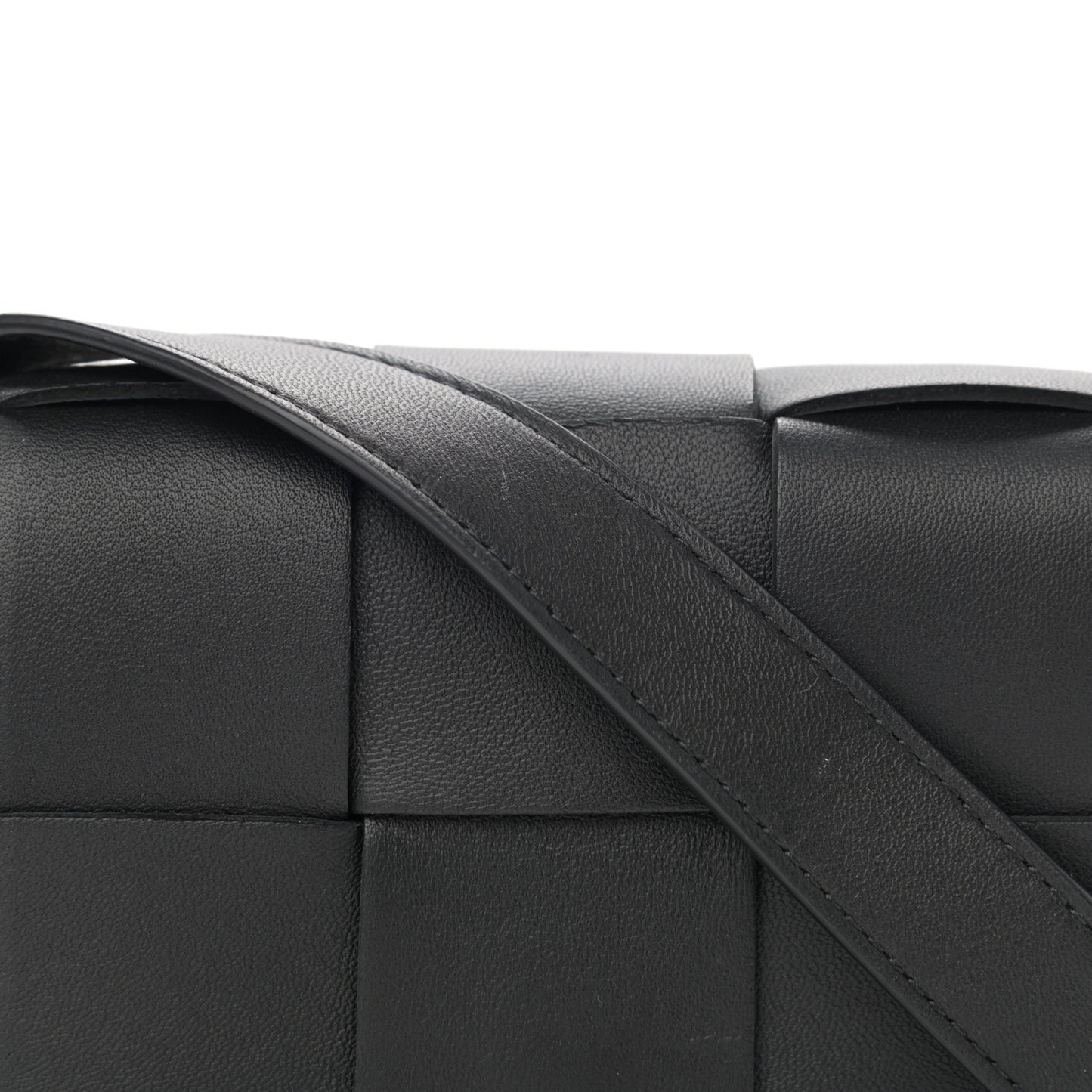 Lambskin Maxi Intrecciato Extra Mini Cassette Crossbody Bag Black