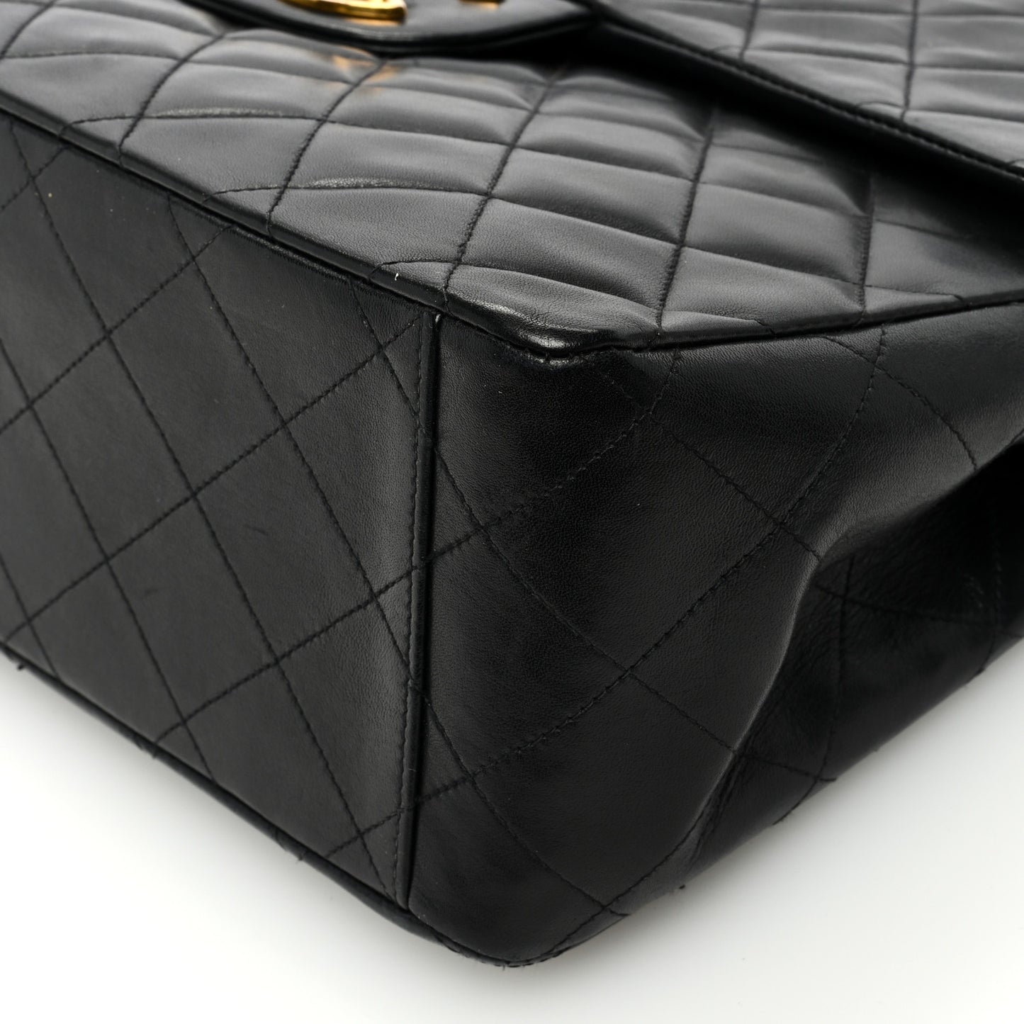 Lambskin Quilted XL Jumbo Single Flap Black