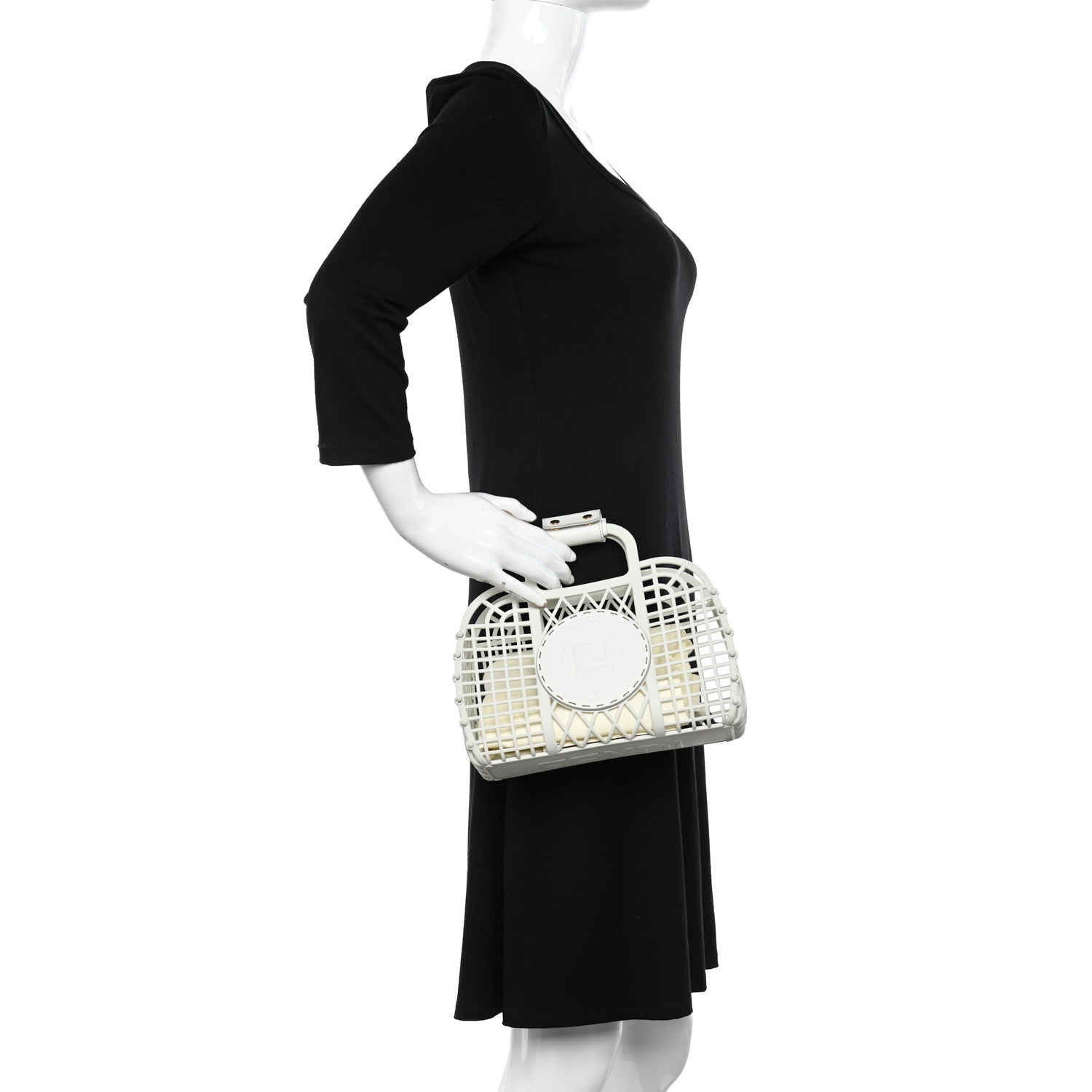 Fendi Recycled Plastic Vitello Liberty Matte Small Fendi Basket White Ice 2 of 11