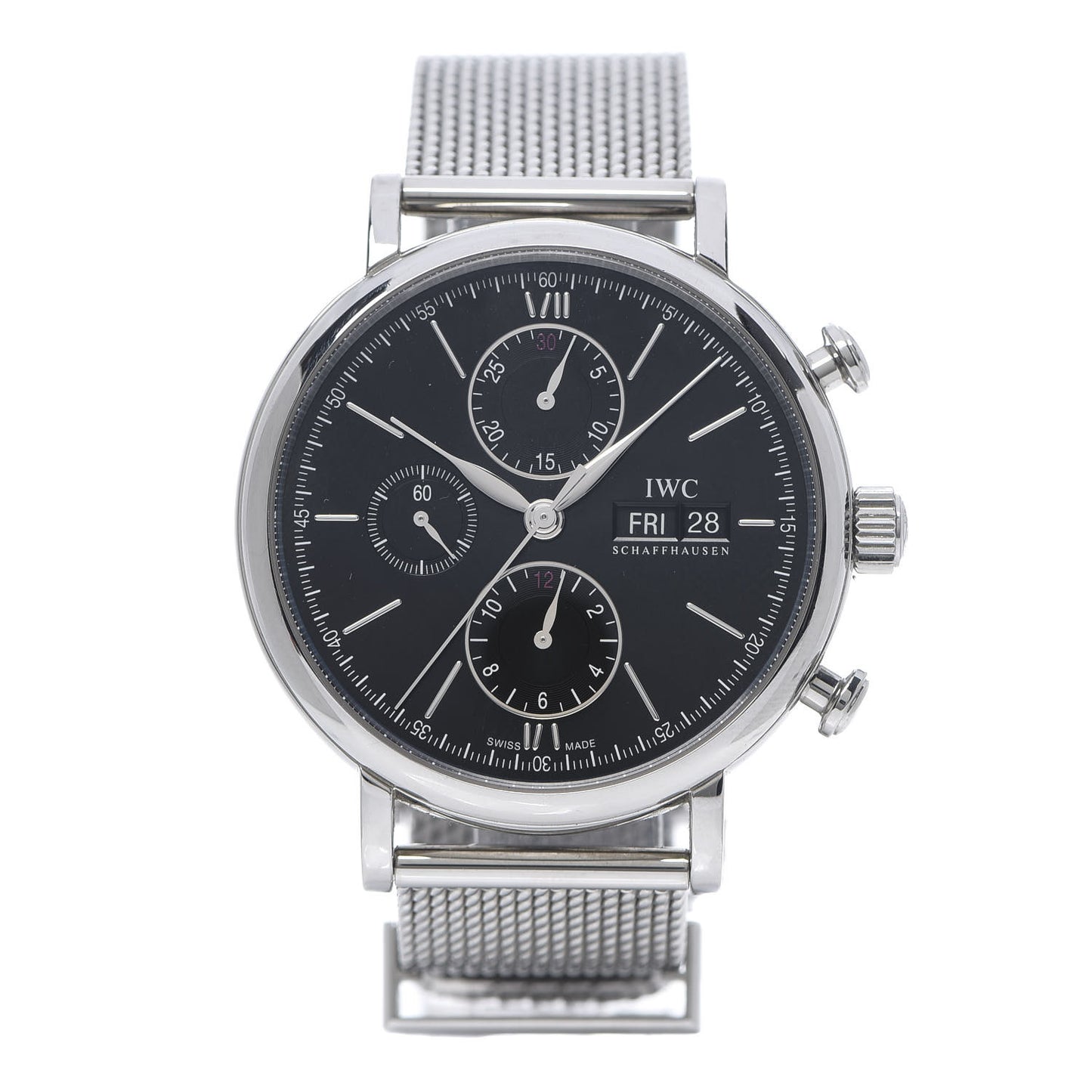 Stainless Steel 42mm Portofino Chronograph Automatic Watch Black IW391030