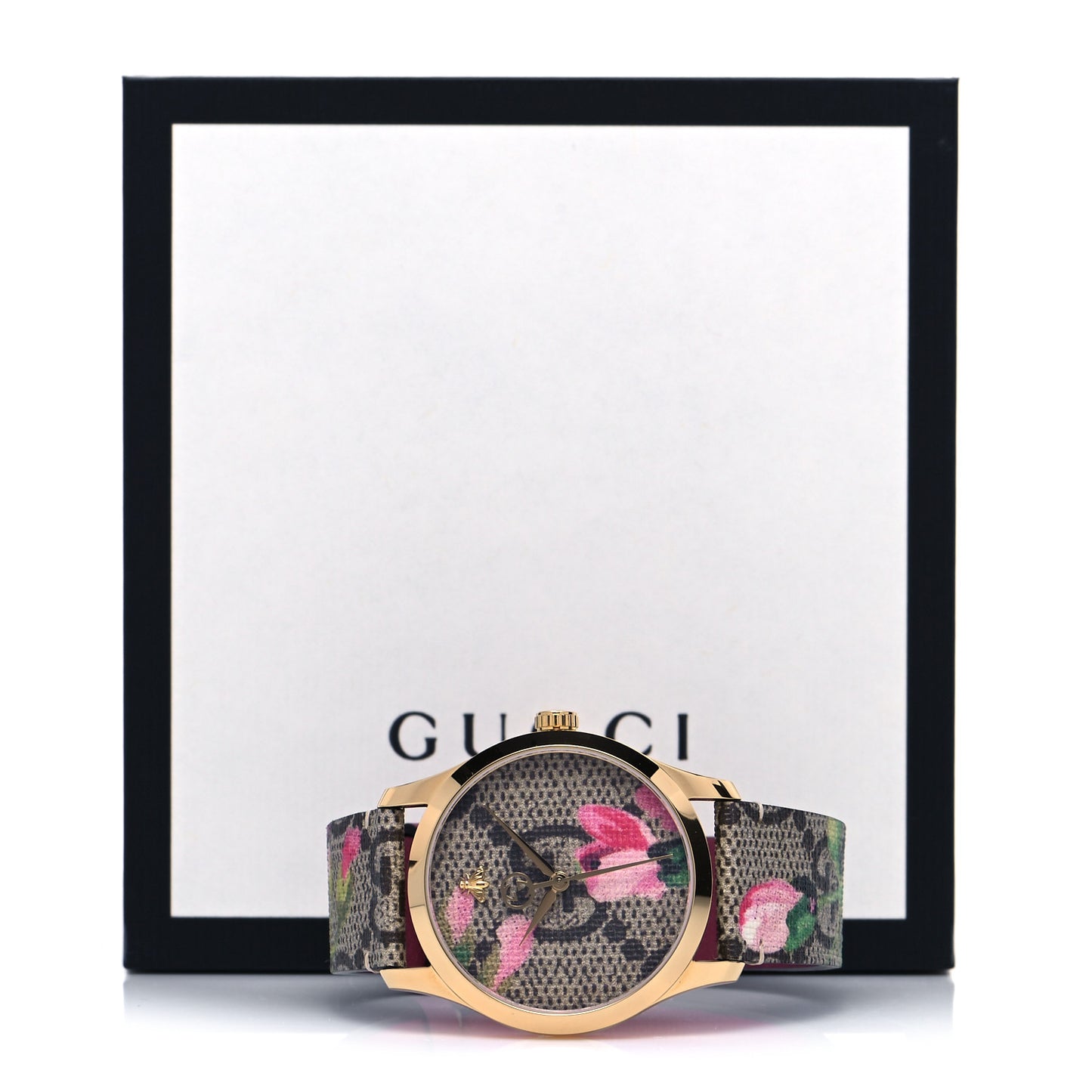Stainless Steel Canvas 38mm G-Timeless Supreme GG Blooms Quartz Watch Brown
