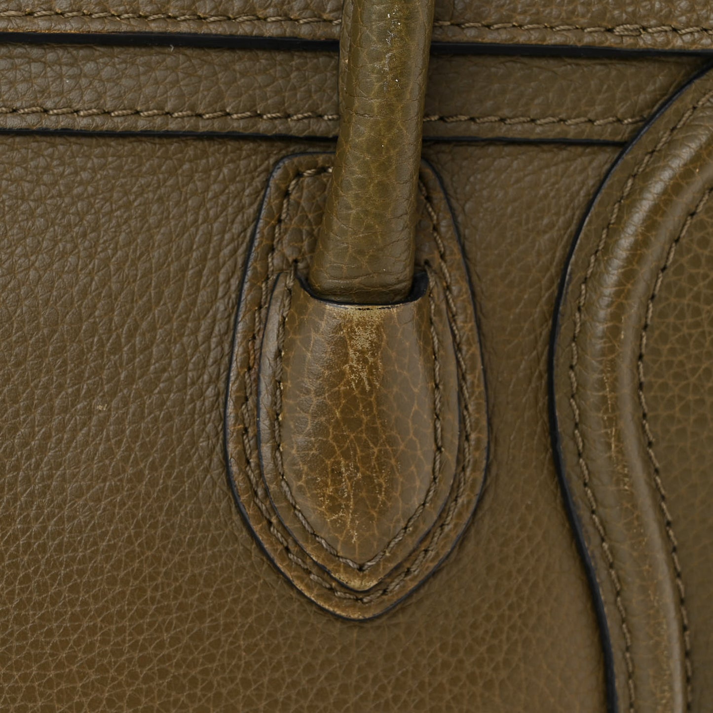 Drummed Calfskin Nano Luggage Dark Olive