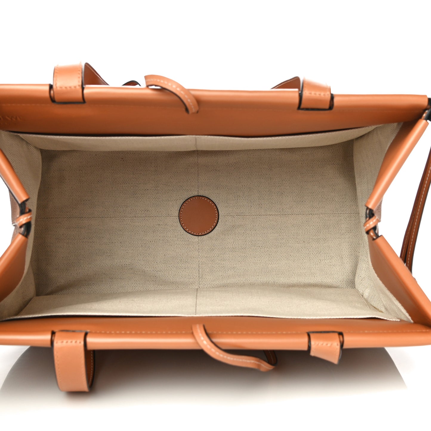 Grained Calfskin Cushion Tote Tan