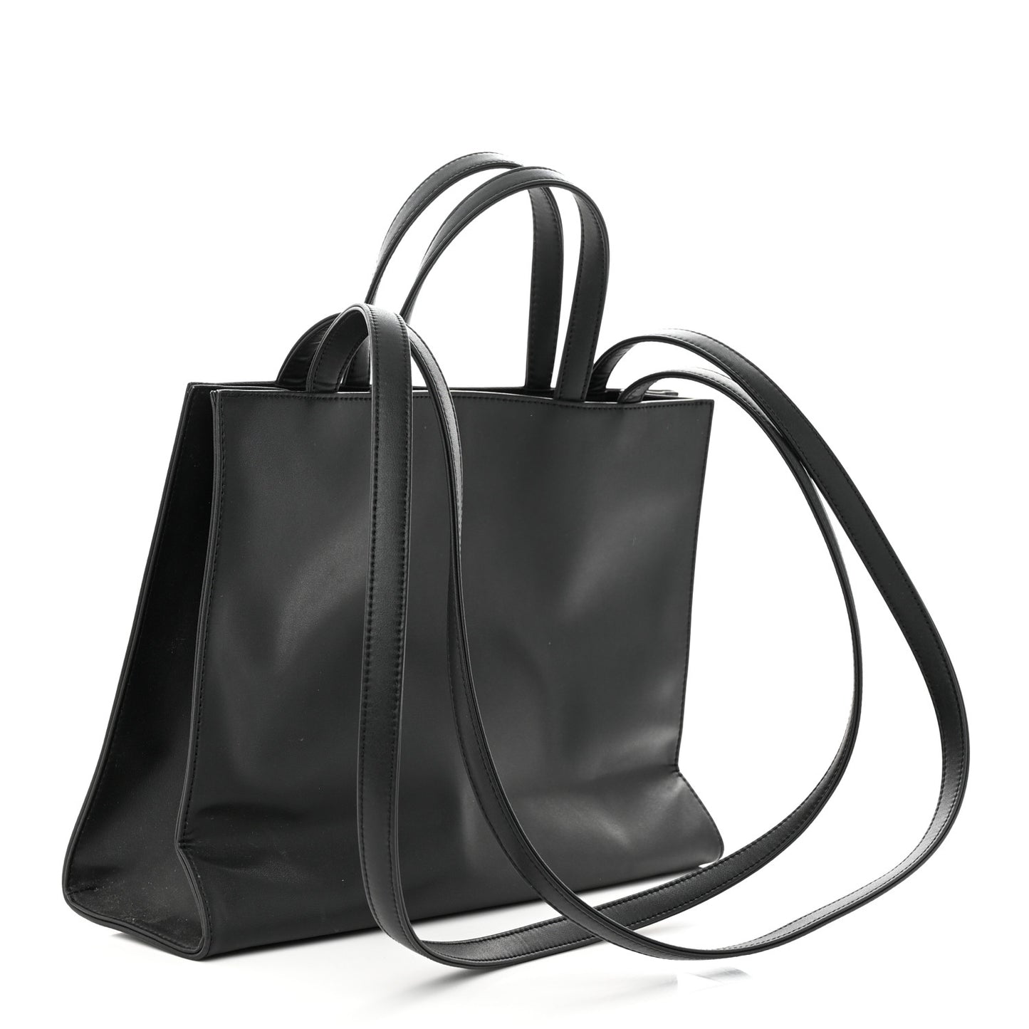 Vegan Leather Medium Shopping Bag Black