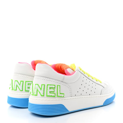 Chanel Calfskin Womens Logo Sneakers 39 White Multicolor 4 of 21