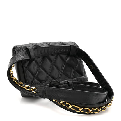Chanel Lambskin Quilted Flap Waist Belt Bag 75 30 Black 3 of 14