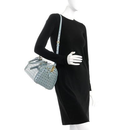 Prada Saffiano Vernice Perforated Satchel Lago 2 of 10