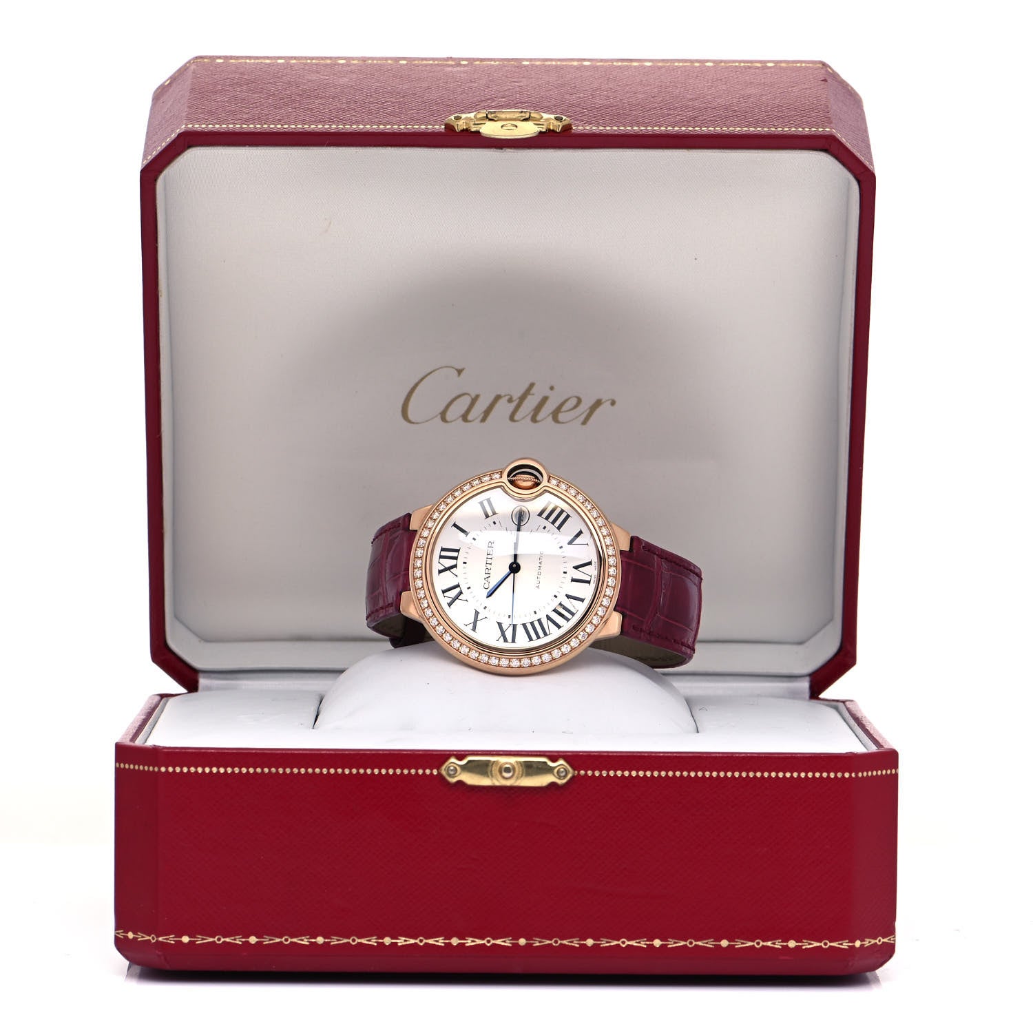 Cartier 18K Pink Gold Alligator Diamond Bezel 42mm Ballon Bleu De Cartier Automatic Watch 5 of 5